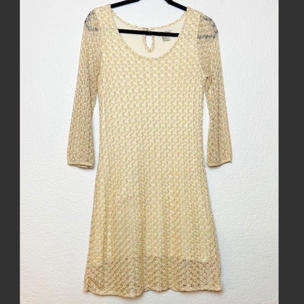 LUCKY BRAND Cream Crochet Overlay Mini Dress Small